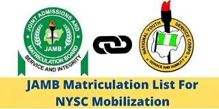 JAMB Matriculation List for NYSC Mobilization