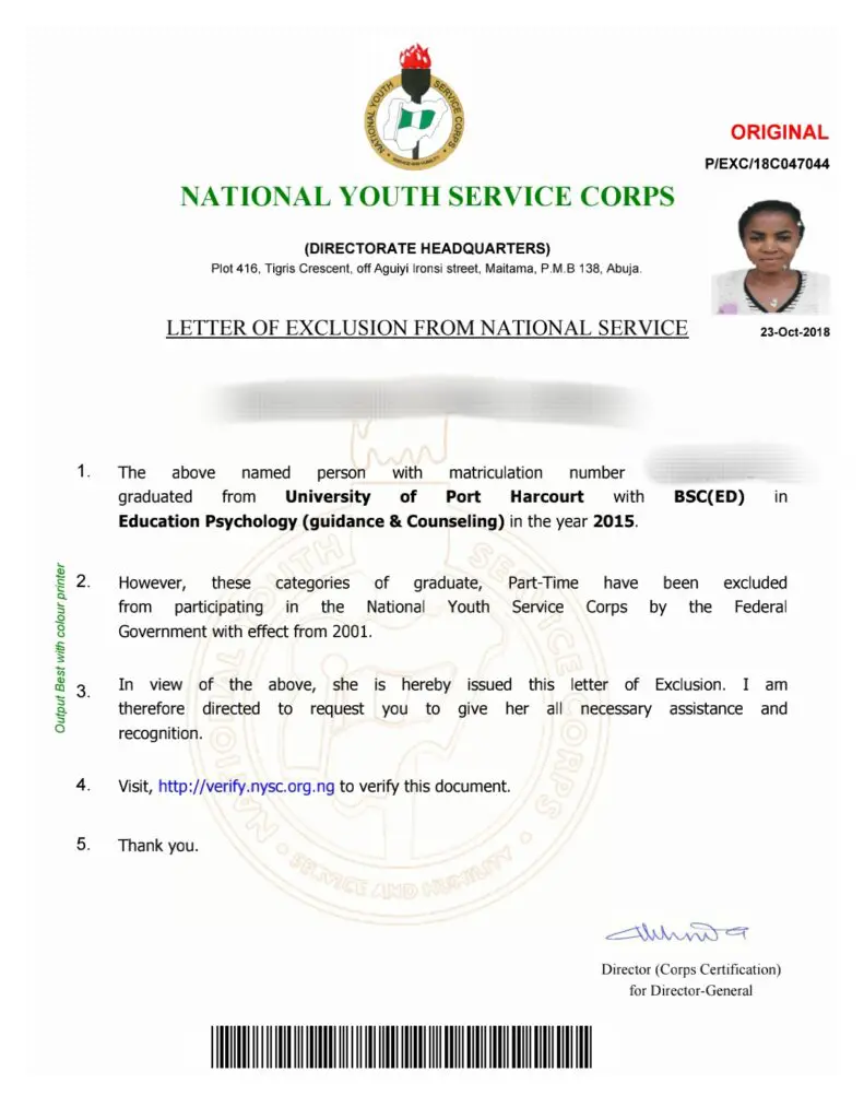 NYSC Exclusion Letter: Everything You Need to Know