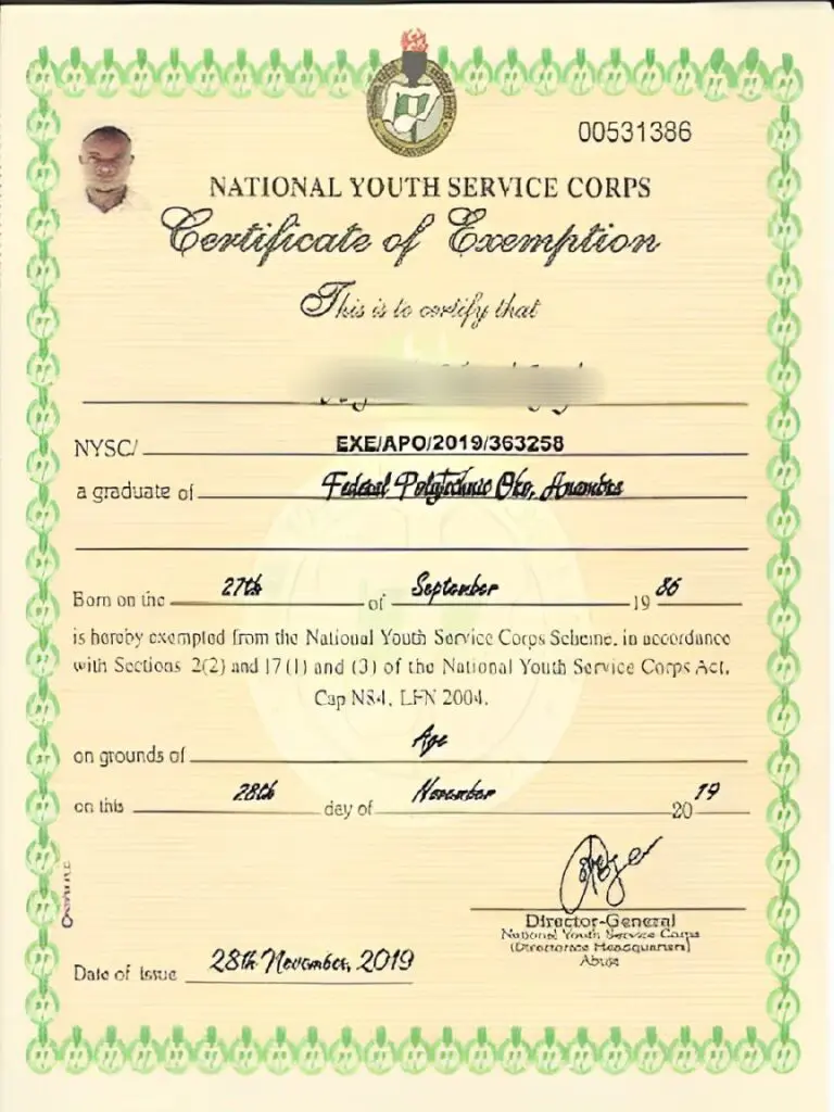 NYSC Exemption Certificate: Meaning and How to Apply