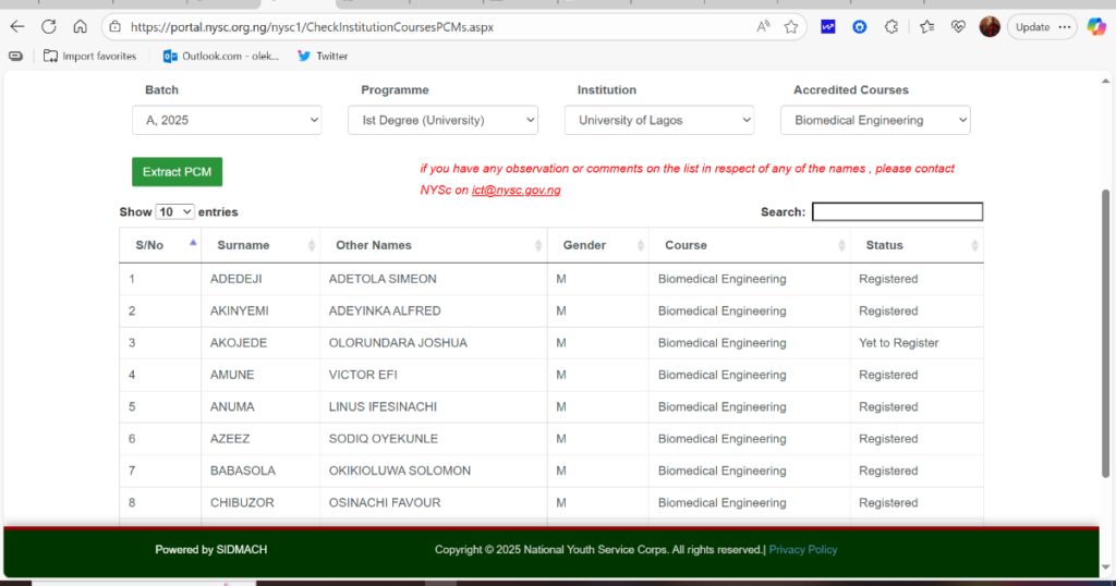Nysc graduation list check